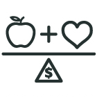 apple + heart divided by dollar sign