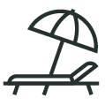 reclining chair and beach umbrella